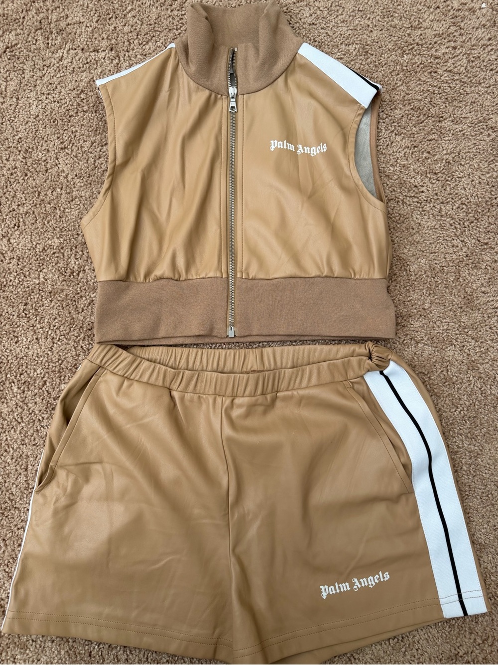 Palm Angels Beige/Tan Leather-Effect set
